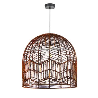 China Asian Open Woven Cane Wire Dome Rattan Chandelier, Free Size, Brown Rope Paper Pendant Lights for sale