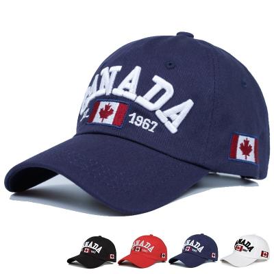 China COMMON Casual Unisex Letter Embroidery Canada Flag Snapback Cotton Adjustable Baseball Cap With Metal Buckle for sale