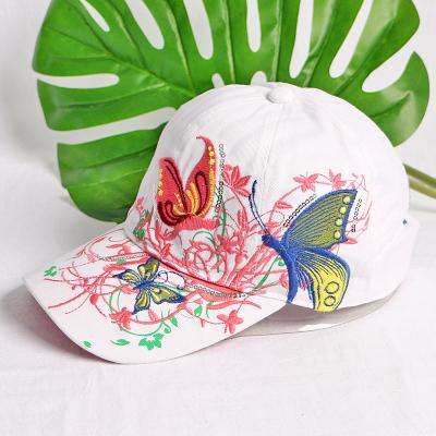 China Fashion Leisure Cotton JOINT Butterfly Embroidered Hip Hop Baseball Cap For Women Girl Outdoor Sport Going Out for sale