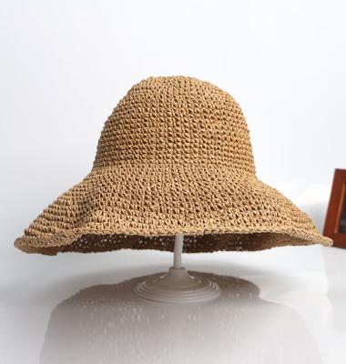 China Character Fashion Spring Summer Beach Travel Straw Hat Casual Fresh Simple Floppy Disc Foldable Sun Hat for sale