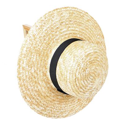 China Straw Boater Hat For Beach Wheat Plain Brim Women Girl Summer Panama Sun Wide Cap Character Natural Travel for sale