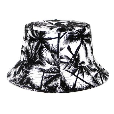 China Double Sided Unisex Fisherman Hats Bucket Hat Image Folding Lnk Painting Tree Print Pattern Sun Hat For Outdoor Tourist Street for sale