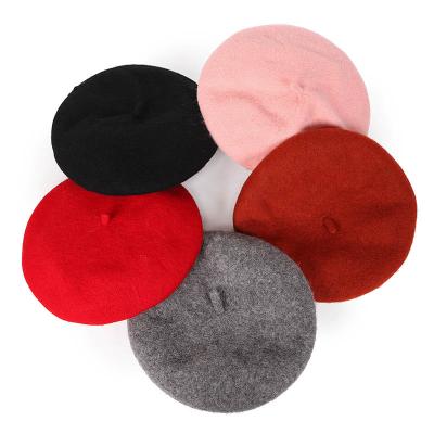 China Wholesale Picture French Fashion Pure Color Wool Beret Hats For Women for sale