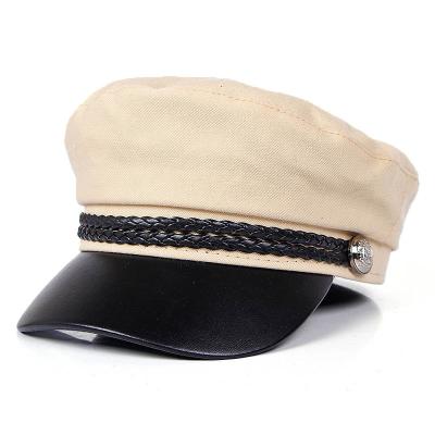 China Character Gorra Militar Unisex Casual Flat Military Hat Berets Octagonal Hat With Rope And Leather Gutter For Ladies Spring Autumn for sale