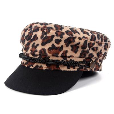 China Print Character Fashion Leisure Leopard Octagonal Gorra Curved Brim Navy Hat Berets Hat for sale