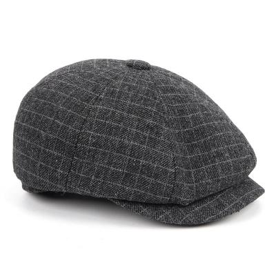 China Wholesale Winter Cotton Striped Plaid Striped Flat Ivy Hat Beret Newsboy Hat For Men for sale