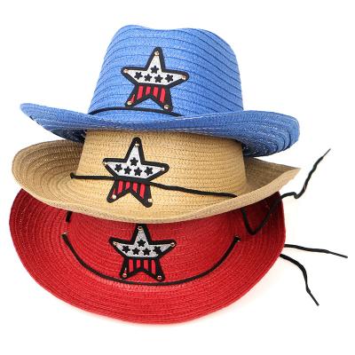 China Outdoor Western Cowboy Hat Kids Wholesale Summer Cartoon Character Pattern Cute Children Package Straw Beach Sun Hat For Boy Girl for sale