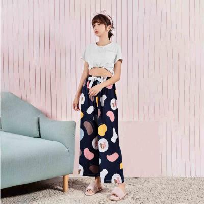 China Wholesale Women's Pajamas 828014 Cotton Leg Soft Comfortable Quick Drying Pajamas QUICK DRY Silk Print Wide Leg Womens Pants For Wome for sale