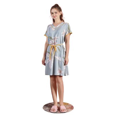 China Wholesale QUICK DRY 100% Viscose Cotton Printing Short Sheath Nightgown For Women for sale