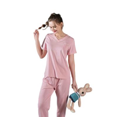 China Wholesale High Quality Breathable V-Neck Women's Cotton Blanket Short Sleep Lady Pajamas Long for sale