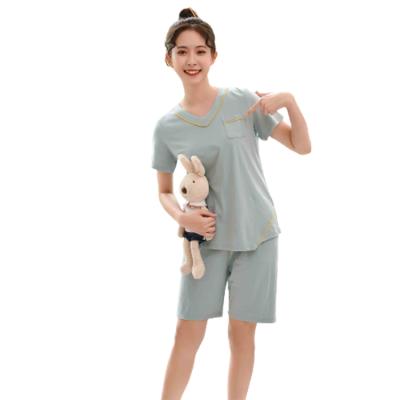 China Breathable Good Using Low Price Women's Cotton V-Neck Shorts Sleep Cover Women Pajamas for sale