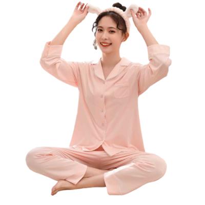 China New Type Breathable Designer Women Pajamas Set Of Pit Strip Cardigan Luxury Cotton Pajamas for sale