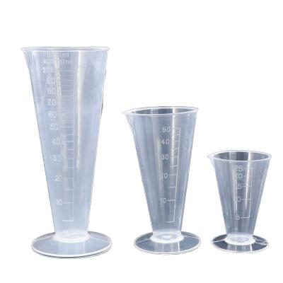 China Lab/ Kitchen /School HYSTIC Labs Kitchen Clear Beaker Cone Shape 100mL Plastic Graduated Measuring Cup with Round Base for sale