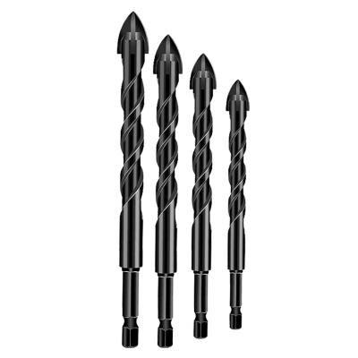 China Steel HYSTIC Shank Cross Carbide Tip Glass Drill Bits for Steel Glass Tile Wall Drilling for sale