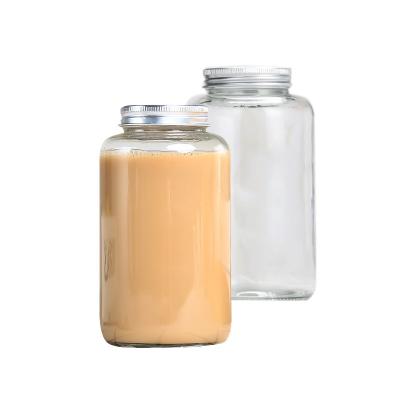 China 500ml Beverage Fashion Glass Drink Bottle Large Capacity With Screw Lid for sale