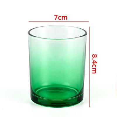 China Modern Luxury Colored Glass Frosted Candle Jar 220ml With Airtight Iron Bamboo Wooden Lid For Wedding And Teast for sale