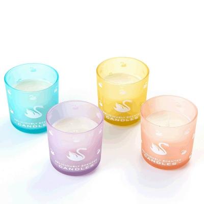 China Modern Luxury Wholesale Frosted 300ml Customize Shiny Clear Glass Candle Jars for sale