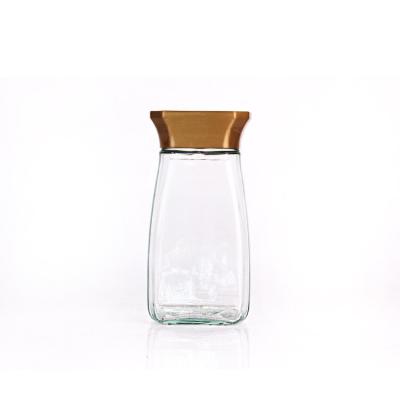 China Lurury 440ml Wholesale Empty Customize Glossy Clear Glass Coffee Jars With Lid for sale