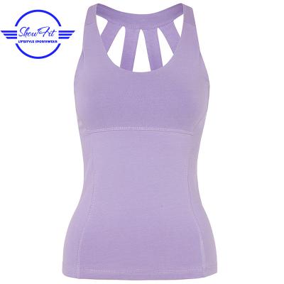 China 2018 New Design Spaghetti Strap White Drop Sleeve Opening Anti-pilling Yoga Tank Top for sale