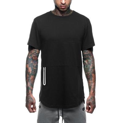 China OEM custom anti-pilling men's zipper pocket fitness cotton spandex crew neck t-shirts for sale