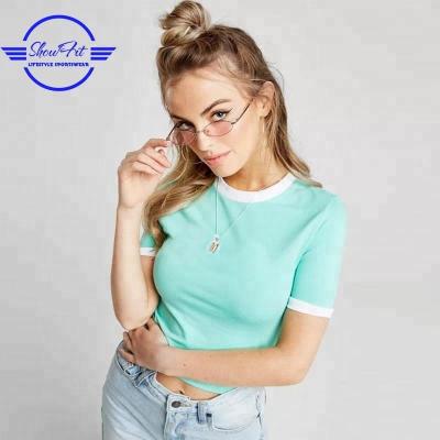 China Anti-pilling style sexy women grow T-shirts top private label custom short sleeve ringer T-shirt for sale