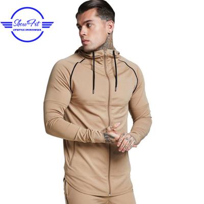 China Anti-pilling Gym Clothing Men Fitness Curved Edge Gym Hoodie By Zipper for sale