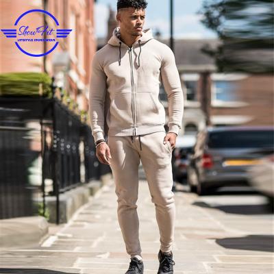 China Wholesale Anti-UV Sports Gym White Tracksuit Cotton Terry Men Slim Fit Simple Tracksuit for sale