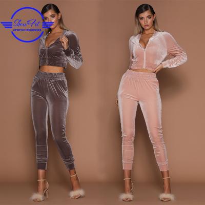 China Latest Design Anti-UV Wholesale Polyester Single Velor Velor Fitted Women's Tracksuit for sale