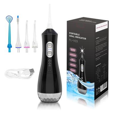 China Electric Oral Flosser Device AOEOM Water Flosser Cordless Rechargeable Oral Irrigator FL-V33 Black for sale