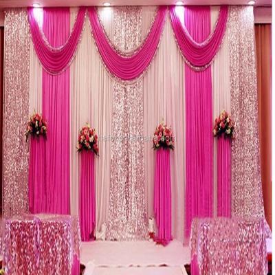 China Stage curtain wedding backdrop silk curtain on sale factory supply hot blackout curtain pure ice for sale