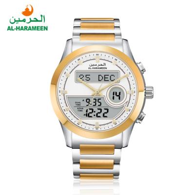 China Alarm Stainless Steel Man Azan Wrist Watch for Muslim Prayer Time Qibla Compass for sale