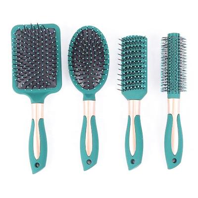 China 2022 New Professional Hair Brush Kit Green Hair Brush Set 4 PCs Decoration Massage Air Cushion for sale