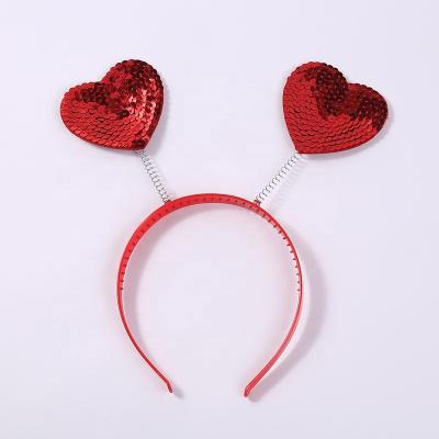 China 2022 Wholesale Hair Decoration Valentine's Day Love Party Red Sequin Hair Bands for sale