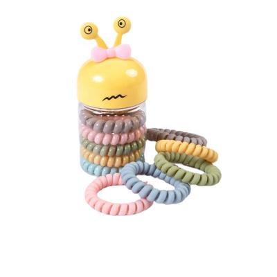 China Wholesale 5 Pack Macaron Colorful Multilayer Telephone Wiring Hair Ring Decoration With Carton Bottle Packing for sale