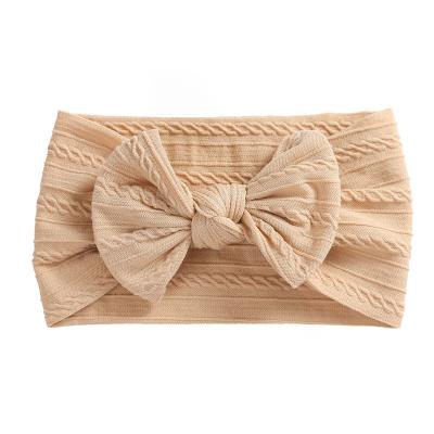 China Hot Selling Various Color Decoration Big Bow Nylon Headband Baby Headbands Baby Soft Elastic Headbands For Girls for sale