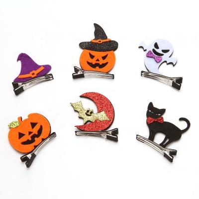 China Hot Selling Cute Pumpkin Hair Decoration Halloween Bat Ghost Magician Hat Hair Clip for sale