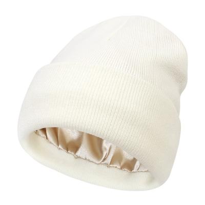 China Imitate Animal 2022 New Style Winter Knitted Warm Satin Hat For Women for sale