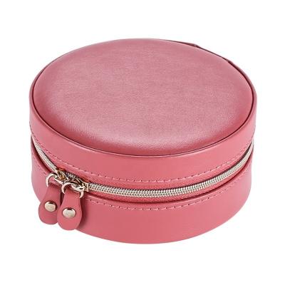 China Wholesale High Quality Zipper Double Layer Around Portable PU Jewelry Storage Box With Mirror for sale