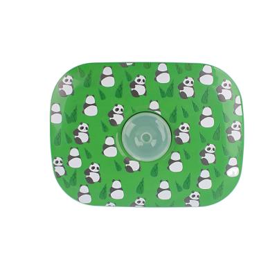 China Viable Printed 5 Compartments Green Kids Bento Box with Cutlery Sauce Box for Ages 3 to 7 for sale