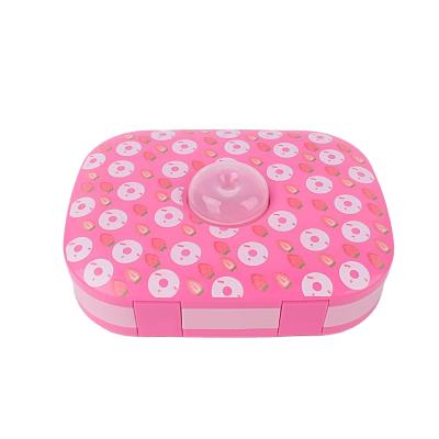 China Viable Printed 5 Compartments Pink Kids Bento Box with Cutlery Sauce Box for Ages 3 to 7 for sale