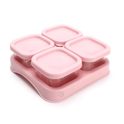 China Kids Safe Tempered Glass Food Container Cup Kids Baby Food Storage Container Baby Safe and Care Desgin 60ml Tempered Glass Cup for sale