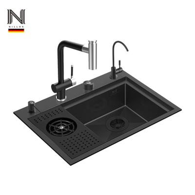 China Faucet Nillos N5239XN porcelain maker hanadmade restaurant nano finish commercial kitchen sink being set with faucet for sale