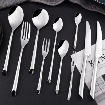 China Creative Diagonal 304 Stainless Steel Viable Western Tableware Hotel Steak Knife Spoon Fork Handle Hotel Steak Knife Diagonal Gift Tableware for sale