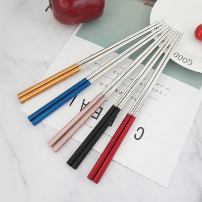 China Sustainable Shiny Titanium Plated Gold Chopsticks, Colored Stainless Steel Chopstick, 304 Stainless Steel Chopstick for sale