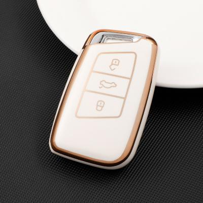 China Protect Car Key Factory Wholesale TPU Direct Gold Line Solft Car Key Cover For Volkswagen Passat B8 Magotan For Skoda A7 Superb Kodiaq for sale