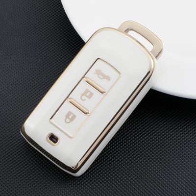 China Protect Car Key Factory Wholesale Direct Gold Line Solft Car Key Cover For Mitsubishi Outlander 2015 2017 Xpander Triton ASX LANCER Pajer for sale