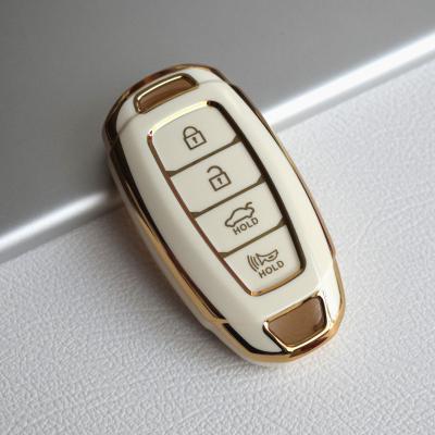 China Protect Car Key Factory Wholesale Direct Gold Line Solft Car Key Cover For Hyundai Ix35 Ix45 KONA Splendor Encino Solaris Azera for sale