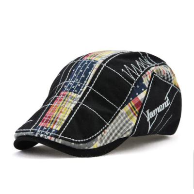 China Newsboy Ivy Hat With Stripes Character Patchwork Cotton Flat Hats for sale