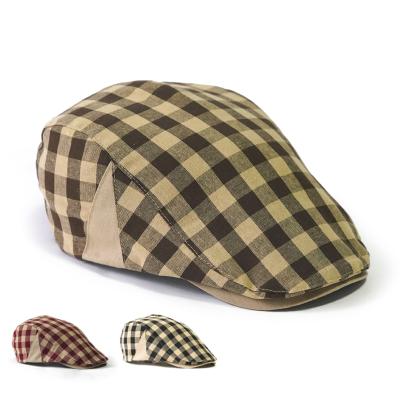 China Wholesale Pattern Cotton Check Gatsby Checked Flat Hat Ivy Hat for sale