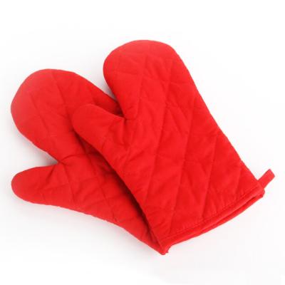 China Simple Soft Heat Resistant Non-slip BBQ Gloves Oven Mitts Kitchen Cotton Solid Color for sale